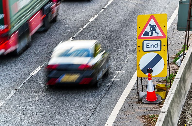 New 60mph speed limits through motorway roadworks have been given the